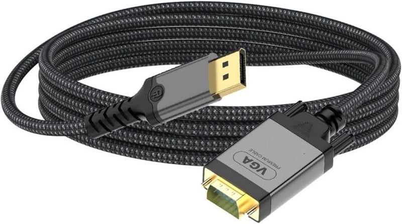 DisplayPort to VGA Adapter Cable 6 6ft Male to Female 1080P Video Streaming Cord - Image 1